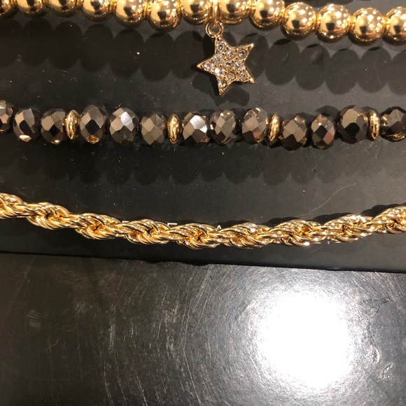 Bebe 5 pc bracelet gold color rope link Hamsa Star and one black brand new NWT - Picture 3 of 6